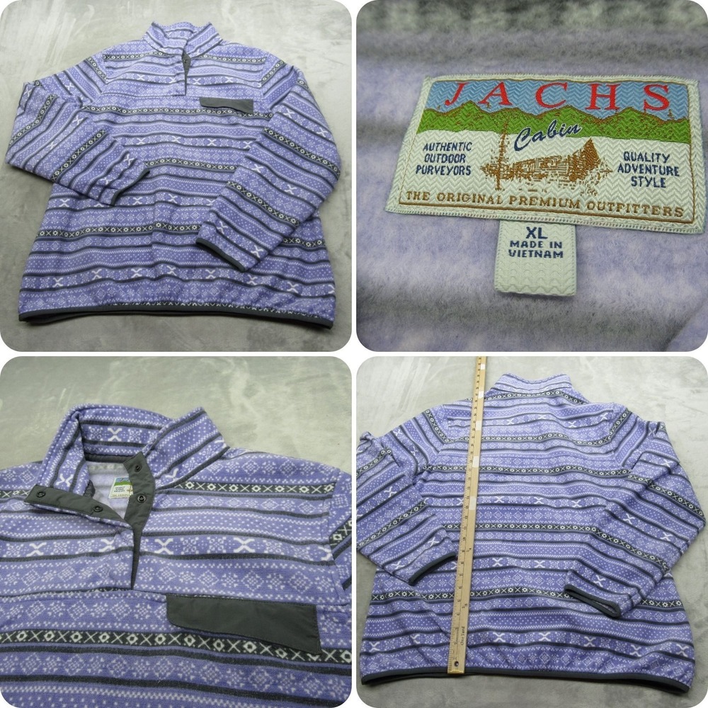 JACHS Cabin Sweatshirt Mens XL Purple Fair Isle Southwestern Tribal Native Aztec